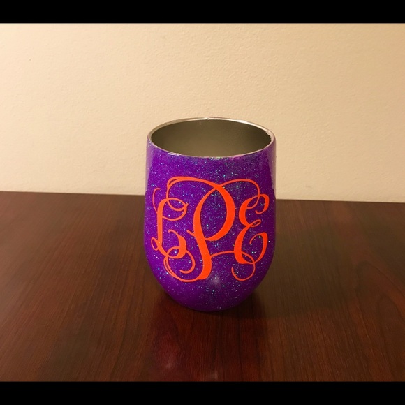 Monogrammed Insulated Glitter Wine Tumbler - Picture 2 of 2